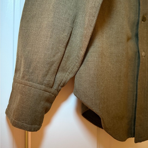 Vintage Men's Wool Green Army Style Button Up Shirt Size S - Picture 4 of 14